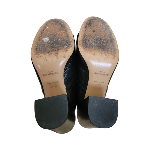 Givenchy Black Leather Logo Monogram 4G Mules Heeled Sandals 7.5 37.5 - Picture 12 of 13